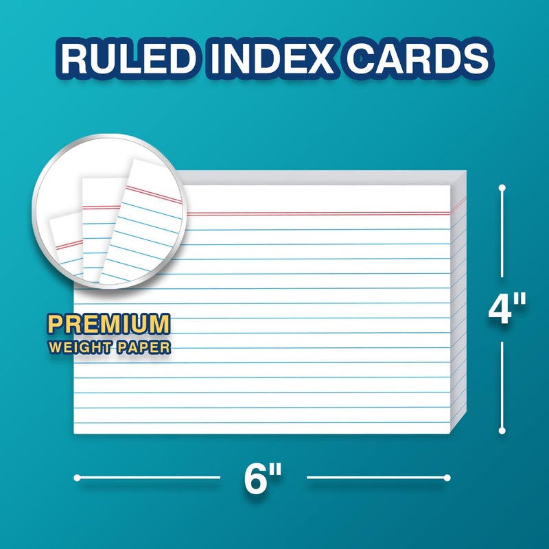 H4D 4x6 Index Card Holder with 100 Heavyweight Ruled Index Cards and 25 Plastic Dividers, Teal - Image 4